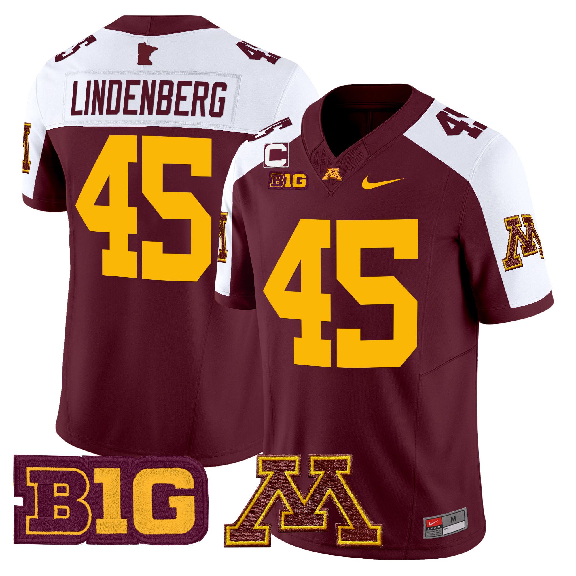 Men Minnesota Golden Gophers #45 Lindenberg Red Nike 2024 Vapor Limited NCAA Jersey